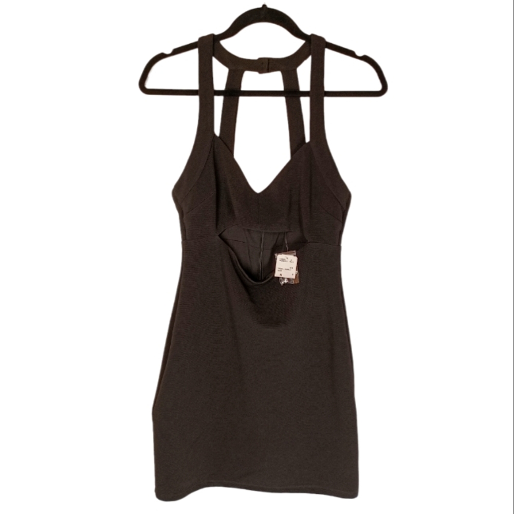 FOREVER 21 Black Sleeveless Open Cage Strappy Back Cut Out Bodycon Dress M NWT